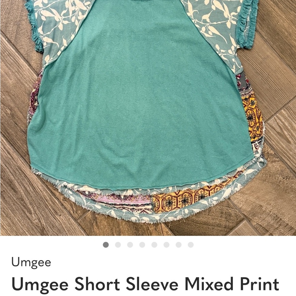 Umgee Short Sleeve Mixed Print Media Boho Top XL - Picture 7 of 7